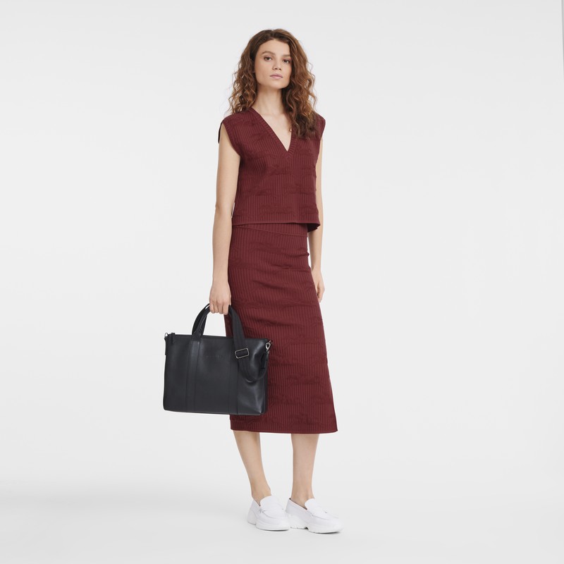 Longchamp 3D Kadın Evrak Çantası Siyah Türkiye | 10237HCV001